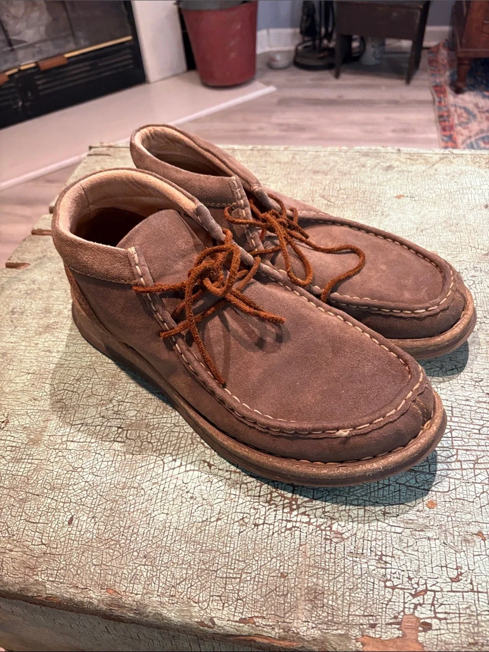Børn Men’s Brown Suede Moc Toe Chukka Shoes Size 13 EU 46